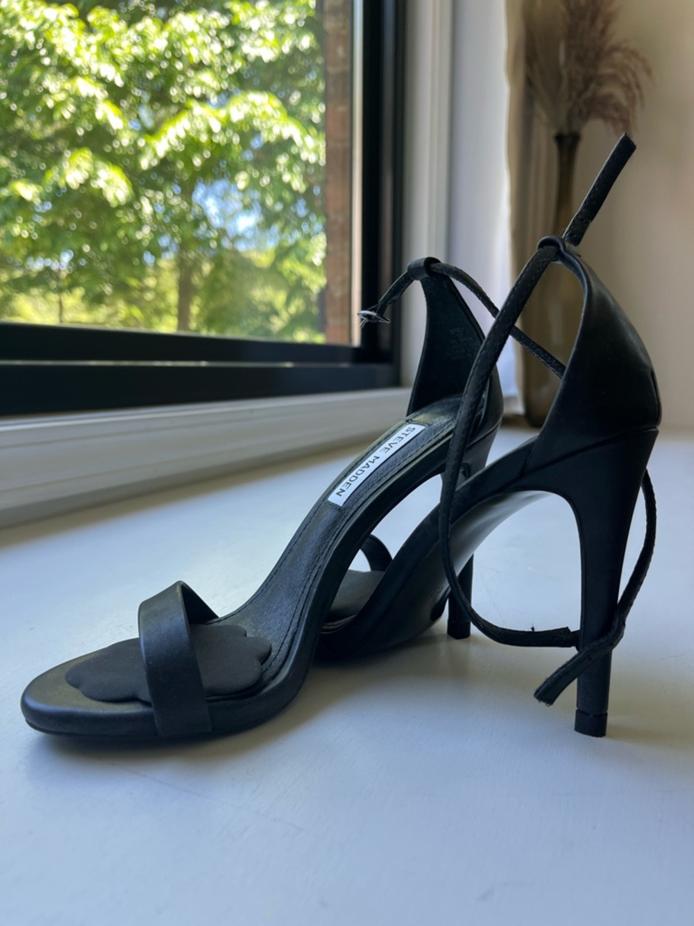 Steve Madden Black Lace-Up Stiletto Heels